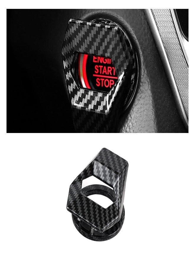 GLSOWEE Car Engine Start/Stop Button Cover, Zinc Alloy Car Push Button Start Cover Car Power Control Trim, Universal Key Ignition Switch Protective Cover for Cars, SUVs (Carbon Fiber) - Image 1